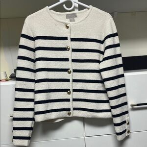 H&M Black and White Striped Cardigan